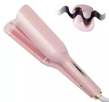 Утюжок для волос Qizheyibvo Curl Wave 32 мм, 5 уровней регулировки температуры, ионы, укладка без повреждения волос, предотвращение ожогов, японское руководство по эксплуатации розовый