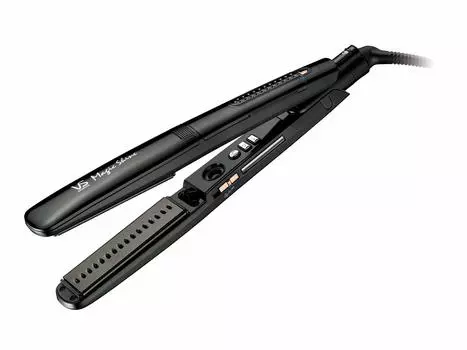 Утюжок для выпрямления волос Vidal Sassoon Magic Shine Steam с отрицательными ионами Совместимость с зарубежными странами Регулировка температуры В комплект входит переносной чехол Черный и