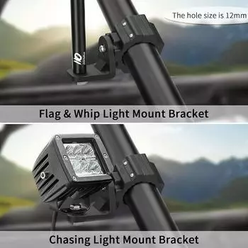 UTV Whip Light Mount Adjustable Whip Light Mounting Bracket Light Bar Mount For UTV Off Road Lighting Accessories For 1.75 To 2 CZECH REPUBLIC