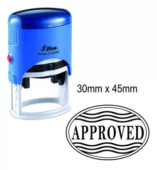 УТВЕРЖДЕНО Блестящий самокрасящий овальный резиновый штамп офисный канцелярский 30 мм x 45 мм Impression Area : 30 mm x 45 mm чёрный