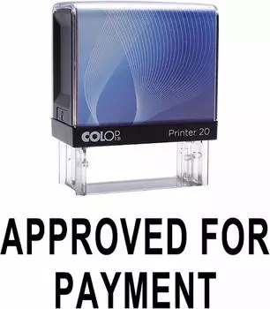 УТВЕРЖДЕНО ДЛЯ ОПЛАТЫ Самопечатающаяся резиновая печать на заказ Colop Office Stationary P20 Mini Impression Area: 14 mm x 38 mm красный