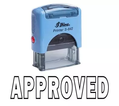УТВЕРЖДЕНО Самостоятельная чернильная резиновая печать Офисная стационарная изготовленная на заказ блестящая печать Impression Area 14 mm x 38 mm чёрный