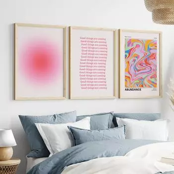 Утверждение Аура психоделический ретро градиент 70 s ностальгия позитивная настенная живопись холст картины постеры для гостиной домашний декор 21x30cm No Framed