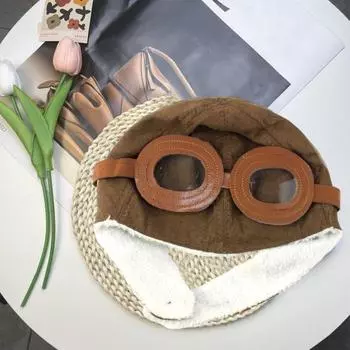 Уютная детская шапка-пилот. Теплая бархатная шапка с мультяшным дизайном, мягкий хлопок, классическая, удобная в ношении, универсальная шапка-пилот. чёрный