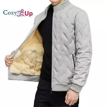 Уютная хлопковая куртка из флиса ягненка, мужская флисовая повседневная хлопковая куртка с воротником-стойкой