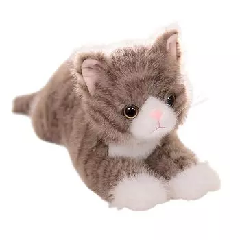 Уютная и мягкая плюшевая игрушка в виде кошки, реалистичный дизайн чучела животных, украшение для дома и офиса для детей и любителей кошек
