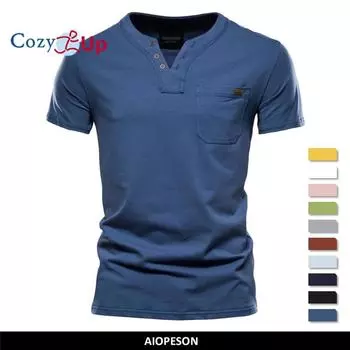 Уютная качественная хлопковая футболка мужская однотонная дизайнерская футболка с v-образным вырезом повседневная классическая мужская одежда топы футболка M белый