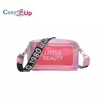 Уютная красочная и прозрачная трафаретная печать с лентами, сумка для фотоаппарата, повседневная небольшая сумка для мобильного телефона 18x10.5x7cm розовый
