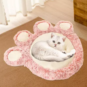 Уютная кровать для домашних животных с принтом лап — мягкая и теплая подушка для собак и кошек