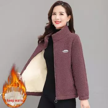 Уютная куртка из овечьего флиса: Мягкая, утепленная зимняя одежда для женщин среднего и пожилого возраста 5XL for 140-150 lbs