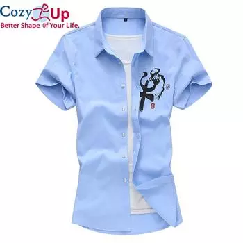 Уютная летняя мужская повседневная рубашка с короткими рукавами, новая модная рубашка в китайском стиле, мужская брендовая одежда M чёрный