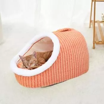 Уютная лежанка для домашних животных, мягкая плюшевая теплая лежанка для собак с чехлом S розовый