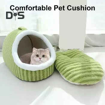 Уютная лежанка для домашних животных, мягкая теплая тапочка для собак, моющаяся плюшевая кровать-пещера для домашних животных с чехлом для домашних собак и кошек S розовый
