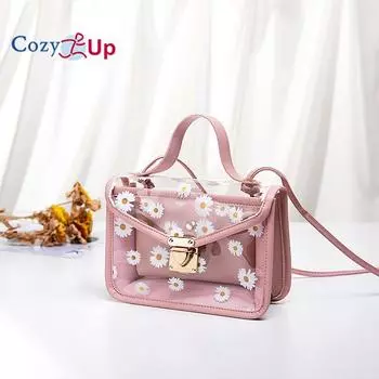 Уютная маленькая свежая и милая сумка с хризантемой, прозрачная женская сумка через плечо красный