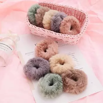 Уютная меховая резинка для волос: Мягкий, очаровательный осенне-зимний аксессуар для взрослых 11# Light Pink