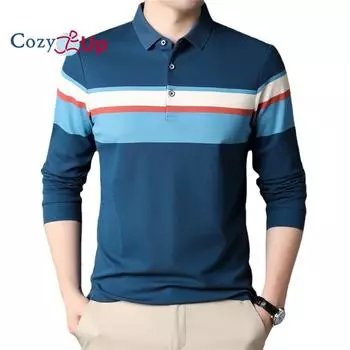 Уютная многоцветная рубашка-поло для мужчин, модные облегающие мужские рубашки с длинным рукавом, осенние повседневные корейские рубашки-поло с длинным рукавом