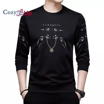 Уютная модная черная футболка, мужские осенние длинные топы, футболка с длинными рукавами, мужская повседневная мужская одежда с круглым вырезом и круглым вырезом