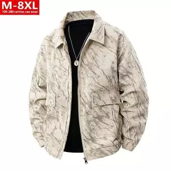 Уютная модная куртка с квадратным вырезом и принтом для полных мужчин больших размеров, свободная повседневная куртка M чёрный