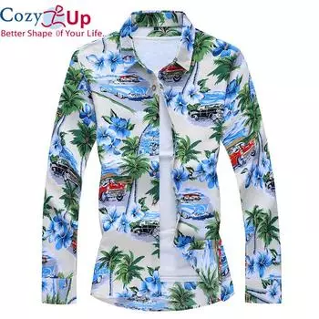 Уютная модная осенне-весенняя одежда, рубашка с длинными рукавами, мужская гавайская пляжная повседневная цветочная рубашка