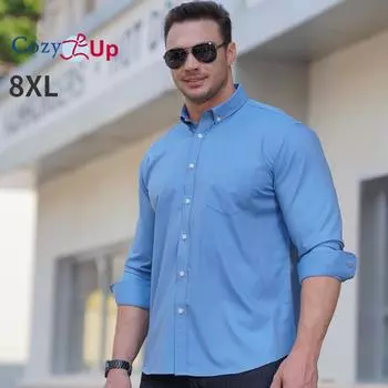 Уютная мужская джинсовая рубашка с длинным рукавом на пуговицах, повседневная винтажная прочная джинсовая рубашка свободного покроя с карманами, большие размеры M синий