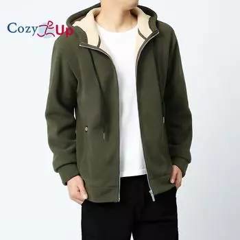 Уютная мужская флисовая толстовка с капюшоном, куртка-шерпа, теплая нечеткая ветрозащитная зимняя куртка на молнии с капюшоном, верхняя одежда с капюшоном M чёрный