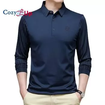 Уютная мужская футболка с отложным воротником на весну и осень, однотонная полосатая мужская футболка с длинным рукавом, повседневные тонкие длинные топы