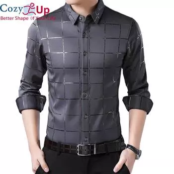 Уютная мужская клетчатая рубашка с изогнутым подолом, повседневная деловая рубашка на пуговицах, клетчатые мужские рубашки с длинным рукавом M чёрный