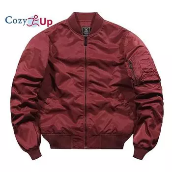 Уютная мужская куртка-бомбер, легкая повседневная весенне-осенняя ветровка на молнии, пальто с карманом M красный
