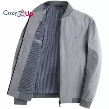 Уютная мужская куртка-бомбер, легкая ветровка с молнией, повседневное модное пальто M синий