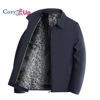 Уютная мужская куртка, повседневная утолщенная водостойкая ветровка из микрофибры, плюшевое пальто для гольфа M тёмно-синий