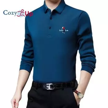 Уютная мужская модная рубашка-поло с воротником с лацканами и длинным рукавом, базовая рубашка M чёрный