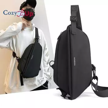 Уютная мужская нагрудная сумка, модная повседневная сумка на плечо, многофункциональная водонепроницаемая сумка через плечо через границу 18cm * 5cm * 37cm чёрный