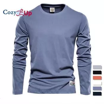 Уютная мужская новая однотонная футболка с длинными рукавами, спортивная верхняя одежда, хлопковая нижняя рубашка с круглым вырезом M белый
