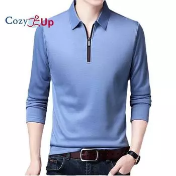 Уютная мужская однотонная рубашка-поло с лацканами, рубашка-поло с длинными рукавами, воротник на молнии, модная весенне-осенняя тонкая рубашка, повседневная свободная M чёрный