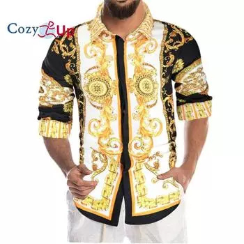 Уютная мужская повседневная приталенная мужская рубашка с длинным рукавом и принтом M белый