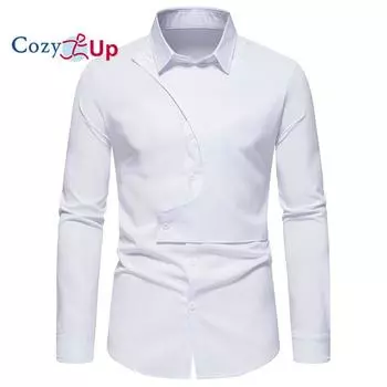 Уютная мужская рубашка, модное однотонное нерегулярное социальное мужское платье, осеннее деловое облегающее платье на пуговицах с длинными рукавами S белый