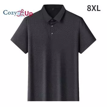 Уютная мужская рубашка-поло большого размера с короткими рукавами из ледяного шелка, легкая дышащая рубашка с лацканами в деловом стиле XL чёрный