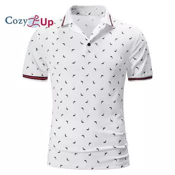 Уютная мужская рубашка-поло с коротким рукавом и сухим принтом, впитывающая влагу