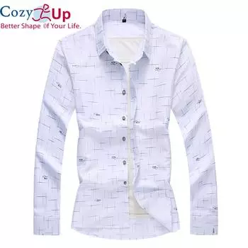 Уютная мужская рубашка с длинными рукавами с принтом, весенне-осенняя модная тонкая повседневная гавайская рубашка, фирменная белая, голубая M белый