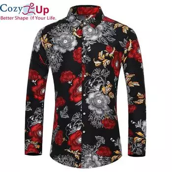 Уютная мужская рубашка с длинными рукавами во многих стилях, модная рубашка с принтом роз и цветов, Гавайи, Мужская одежда для отдыха, отдыха M чёрный