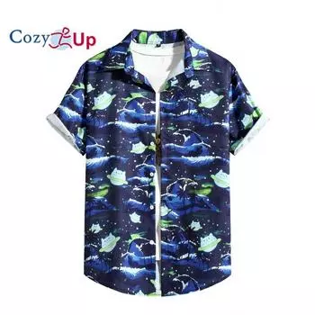 Уютная мужская рубашка в старинном стиле с принтом в винтажном стиле, повседневные рубашки в стиле ретро с короткими рукавами на пуговицах S чёрный