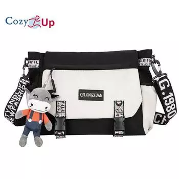 Уютная мужская сумка через плечо, японская повседневная сумка через плечо для студентов, диагональный рюкзак большой вместимости, рабочая одежда, женская сумка почтальона 29x27x10cm белый