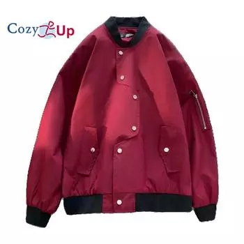 Уютная мужская свободная тонкая куртка с асимметричной дверной пуговицей и бейсбольным воротником с несколькими карманами M чёрный