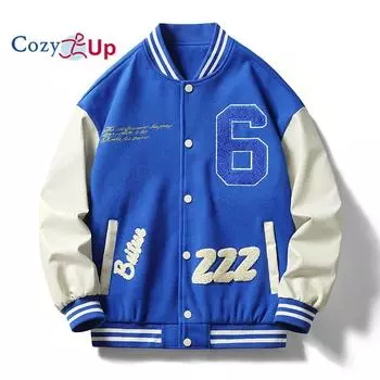 Уютная мужская университетская куртка для колледжа, бейсбольная куртка-бомбер, винтажная толстовка, повседневная уличная одежда унисекс, пальто с нашивкой
