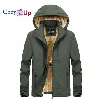 Уютная мужская зимняя ветрозащитная куртка с капюшоном и длинными рукавами M чёрный