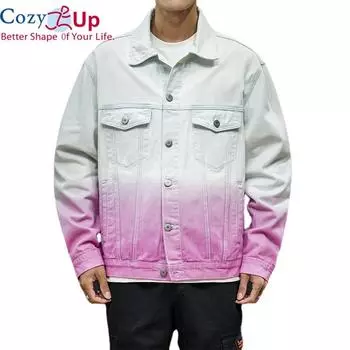 Уютная новая джинсовая куртка в стиле хип-хоп, уличная мода, свободные мужские и женские пары, градиентная красная, синяя, черная, белая, дизайнерская джинсовая куртка