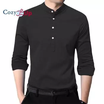 Уютная новая стильная весенне-летняя рубашка с воротником-стойкой и длинными рукавами, мужская повседневная однотонная хлопковая льняная рубашка M бордовый