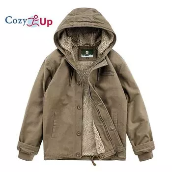 Уютная осенняя стеганая куртка мужская, бархатная стеганая куртка с капюшоном, флисовая куртка из ягненка M