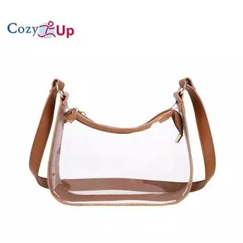 Уютная прозрачная женская сумка под мышками 20x16x7CM чёрный