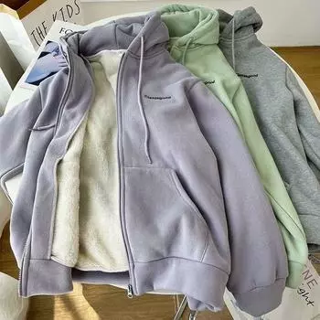 Уютная пушистая куртка с капюшоном для женщин, застегивающаяся на молнию, с длинным рукавом, однотонная верхняя одежда, стильная, универсальная, теплая XXL зелёный